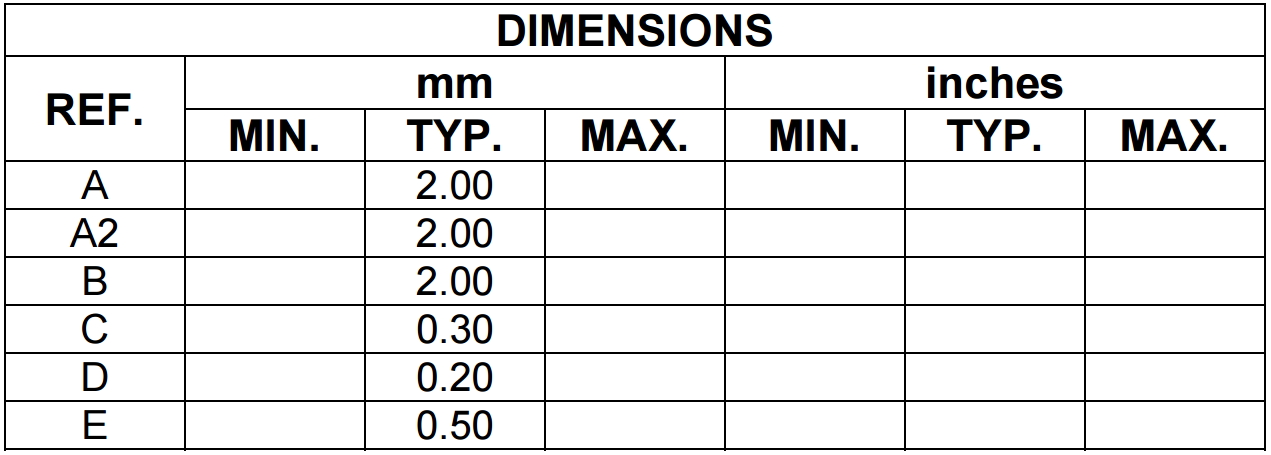 שבלונת הלחמה לרכיבים LGA-16 , 0.5MM PITCH - SMD PA0103-S